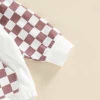 European And American Baby Children's Plaid Print Hooded Romper