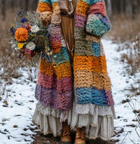 Rainbow-print Womens Hooded Dress-cape