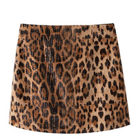 Leopard Print Skirt A- Line Skirt Heavy Industry Glitter