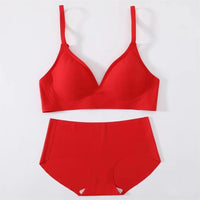 Korean Naked Extended Bra Set Ladies' Traceless Rim-free Underwear Thickened Small Breasts Gathering