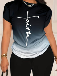 Women's Plus Size Letter Printed T-shirt
