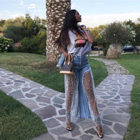 Women Destroyed Split Joint Lace Tulle F