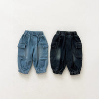 Korean Style Pants Trendy Stitching Cargo Jeans