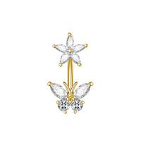Personalized Zircon Butterfly Round Belly Button Ring