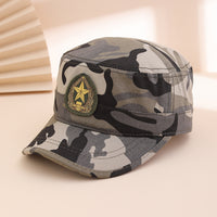 Solid-color Patch-printed National Emblem Flat-top Baseball Cap, Camouflage Casual Sun-protective Beanie Cap