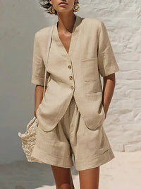 Loose-fitting Cotton And Linen Two-piece Set