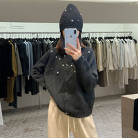 Women's Three-dimensional Pearl Sweater Cardigan Loose Knitted Coat