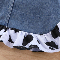 Cow Print Shirt Top Bow Denim Carrier Shorts