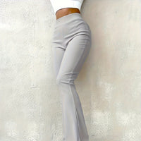 Casual Rib Simple Slim Fit Leggings Solid Color High Waist Fashion Trousers