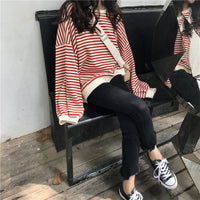 New Striped Loose Oversized Long Sleeves Handsome