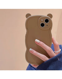 Solid Color Bear Ear Retro Mobile Phone Case