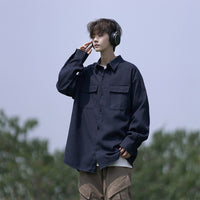 Japanese-style Workwear Long-sleeve Olive Green Shirt Jacket