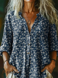 Womens Printed Long-Sleeve Shirt Top