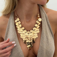 Exaggerated Geometric Metal Disc Layered Hip-hop Punk-style Triangular Tassel Necklace