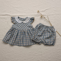 Autumn Baby Plaid Clothes Doll Shirt Suit