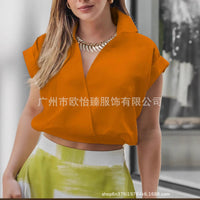 Women's Solid-Colored Sleeveless Cotton-Linen V-Neck Top