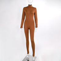 Autumn And Winter Solid Color Tight Long Sleeve Fleece-lined Yoga Jumpsuit