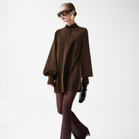 Autumn Small Stand-up Collar Long-sleeve Lace-up Dress