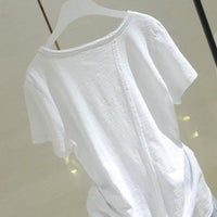 Versatile Patchwork Bamboo-cotton Thin Summer Short-sleeve Top