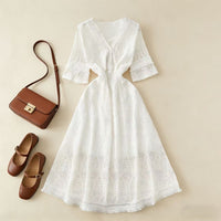 Lace Hollow-out Tassel Dress