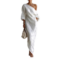 Womens Off-Shoulder Loose Resort-Style Dress