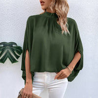 European And American-style Irregular Lace-up Half-turtleneck Shirt