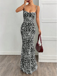 Fashionable, Chic, Elegant, Slim-Fit Leopard-Print Sleeveless Dress For Women