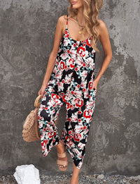 Women's Fashion Temperament Camisole Strap Printed Jumpsuit