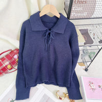 Women's Retro Lace-Up Long Sleeve Sweater