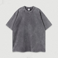 Water-washed Printed Heavyweight Pure Cotton Regular-shoulder Short-sleeve T-shirt