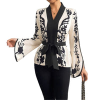 Womens Elegant V-Neck Top With Floral Print