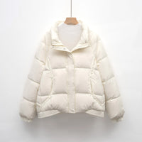 Women's Petite Thick Loose Duck Down Coat With Stand-up Collar For Warmth