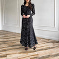 Womens Polka-Dot Fashionable Slimming Long-Sleeve Dress