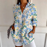New Womens Floral Print Premium Elegant Long Sleeve Shirt