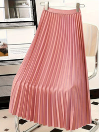 Fashion Women Solid Color Pleated Skirt Female