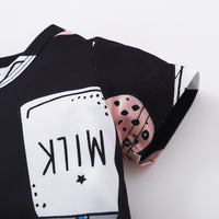 European And American Milk Bottle Printed Short-sleeved One-piece Romper
