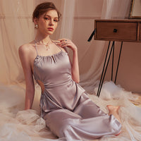 Women's Hollow Ice And Snow Nightdress With Chest Pad