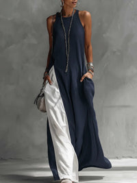 Womens Sleeveless Loose-Fit Off-Shoulder Dress With Pockets