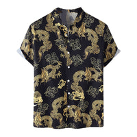 Hawaii 3D Printing Lapel Beach Short Sleeve Shirt