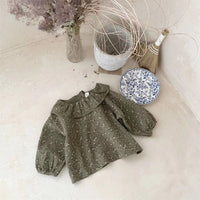 Baby Girl Soft Floral Long Sleeve Doll Collar Bottoming Shirt