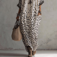 Womens Fashion Printed Three-Quarter-Sleeve Dress