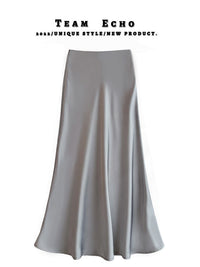 High Waist Slimming Mid-length Satin Acetate Silky Skirt