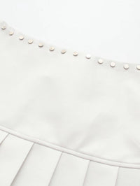 Zipper Split High Waist Mini Pleated Leather Skirt