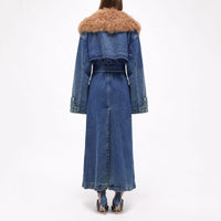 Women's Fashion Denim Trench Coat