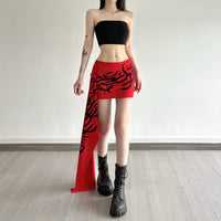 New Womens High-waisted Figure-flattering Asymmetrical Skirt With A Trendy Print