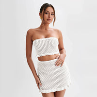 Sexy Hollow-Out Knitted Long-Sleeve Beach Dress Bikini