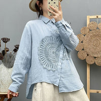 Women's Long-Sleeve New Arrival Embroidered Chic Embroidered Shirt Top