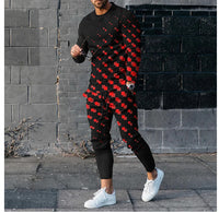 Round Neck Long Sleeve T-shirt Trousers Suit Men