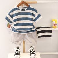 Boys' Summer Fashion Casual Striped Short Sleeve Suit