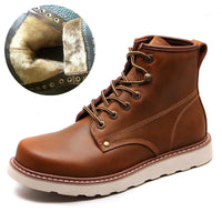 Cowhide Leather Martin Boots Men's Autumn And Winter Plus Cashmere To Keep Warm